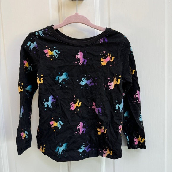 Garanimals 2T Black Multicolored Unicorn Long Sleeve Girls Blouse Top - Picture 1 of 4